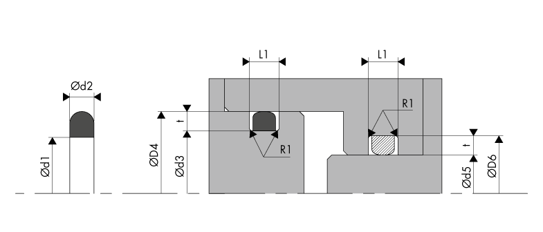 Logement Gorge Joint de tige - Housing Groove Gland rod seal 156